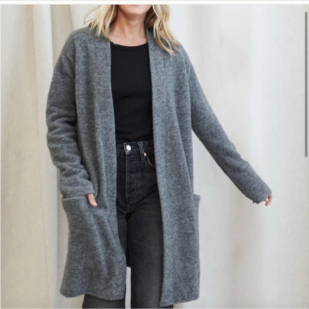 Jenni Kayne Sweater Coat Charcoal Grey XXL Wool Yak